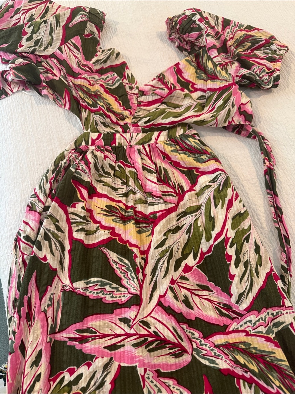 NEW! LOFT Pink, Olive & Cream Floral Maxi Dress